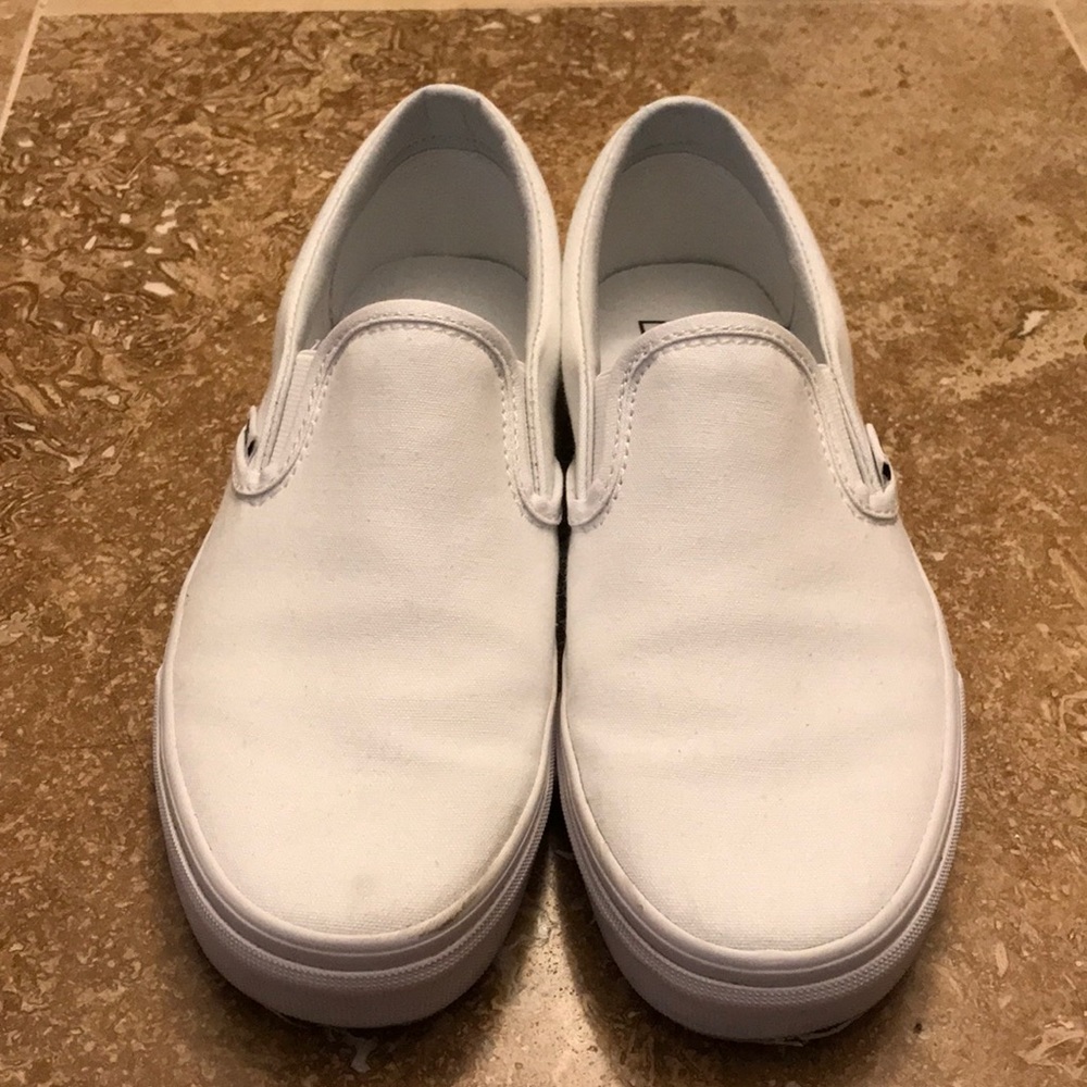 White Vans slip ons